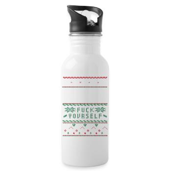 merry go fuck yourself xmas sweater - Water bottle with straw - white - Right