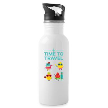 Time to travel Fruits and fruit on the road - Water bottle with straw - white - Right