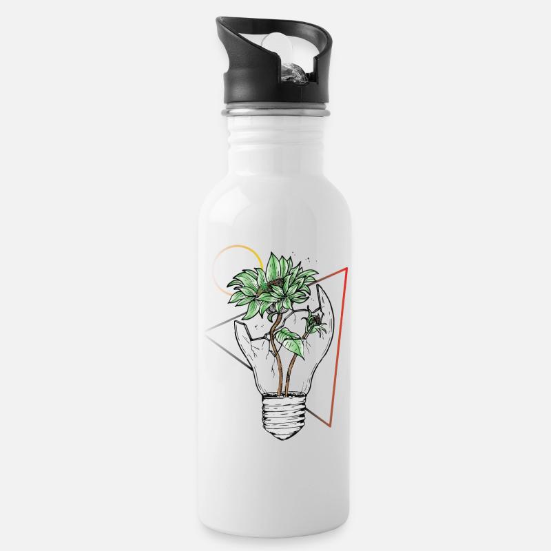 Light bulb vs nature - Water bottle with straw - white