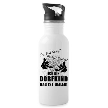 Ich bin Dorfkind Geschenkidee cooler Spruch - Trinkflasche mit integriertem Trinkhalm - Weiß - Rechts