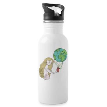 Mother Earth Mutter Erde Pflanze Plant World Liebe - Trinkflasche mit integriertem Trinkhalm - Weiß - Rechts