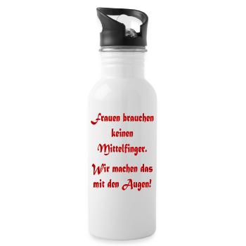 Spruch Mittelfinger - Trinkflasche mit integriertem Trinkhalm - Weiß - Rechts