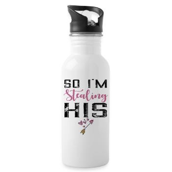 I Stole His Heart - Water bottle with straw - white - Right