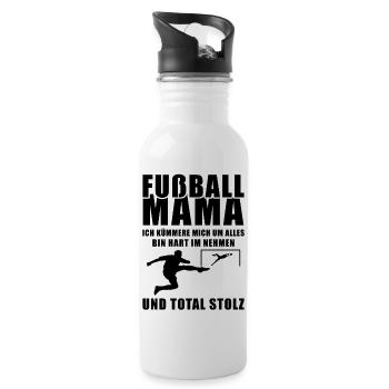 Fussball Mama Stolz Sport Geschenkidee - Trinkflasche mit integriertem Trinkhalm - Weiß - Rechts