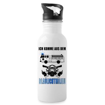 Feuerwehr Blaulichtmilieu cooler Spruch Geschenk - Trinkflasche mit integriertem Trinkhalm - Weiß - Rechts