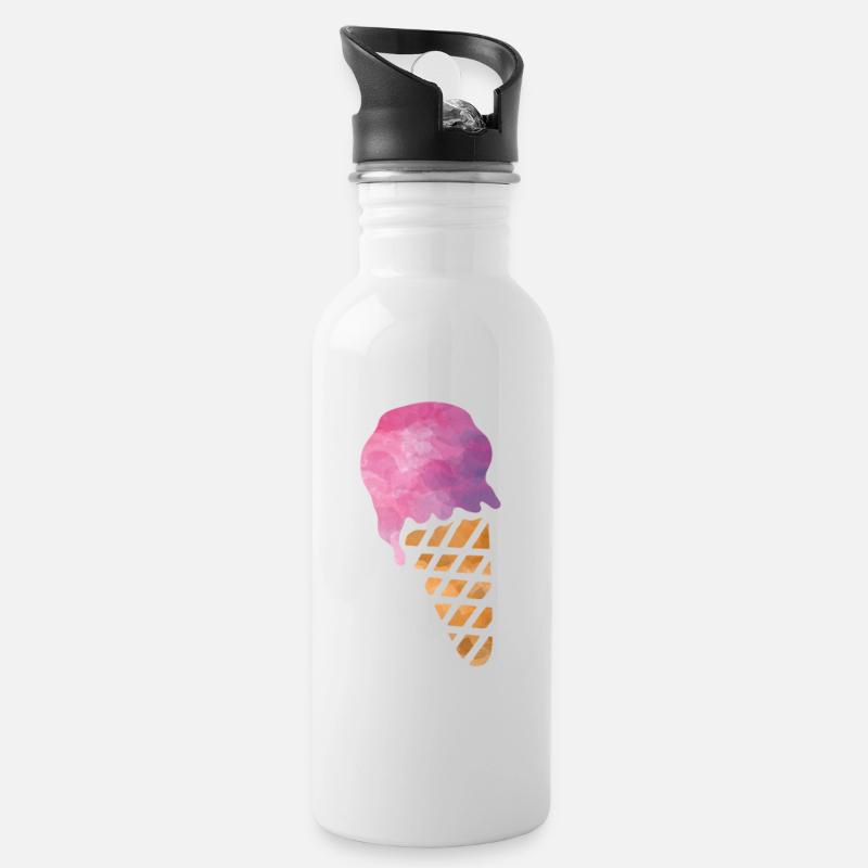 ice cream - Water bottle with straw - white