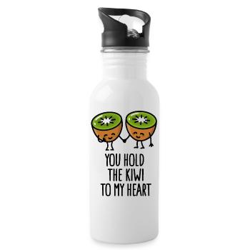You hold the kiwi to my heart Kawaii niedlich Paar - Trinkflasche mit integriertem Trinkhalm - Weiß - Rechts