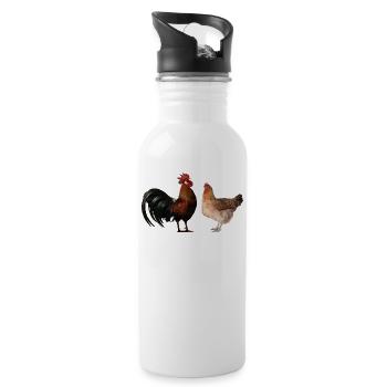 coq et poule am431 - Gourde avec paille intégrée - blanc - Droite