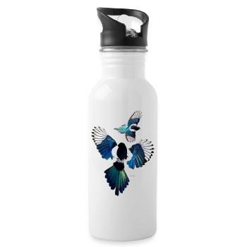 Elstern - Trinkflasche mit integriertem Trinkhalm - Weiß - Rechts