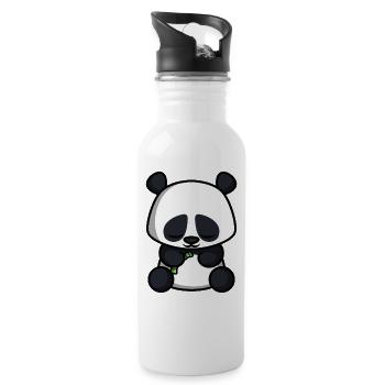 Tired panda - Water bottle with straw - white - Right