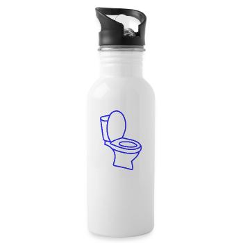 Klo WC Toilette - Trinkflasche mit integriertem Trinkhalm - Weiß - Rechts
