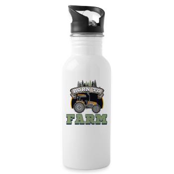 Born to farm - Trinkflasche mit integriertem Trinkhalm - Weiß - Rechts