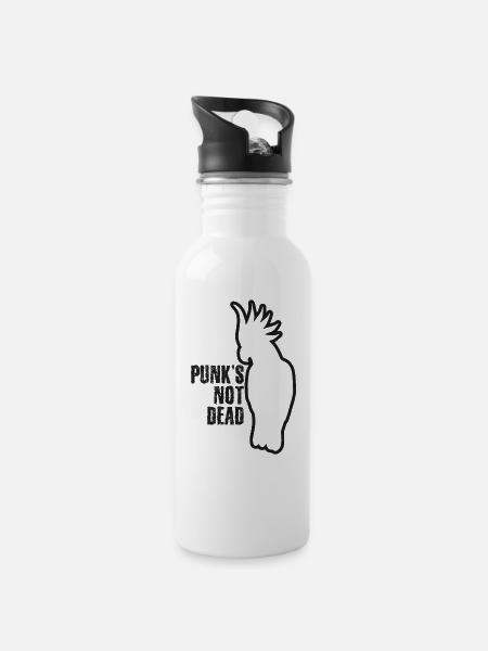 Punk Cockatoo Funny - Gourde avec paille intégrée - blanc