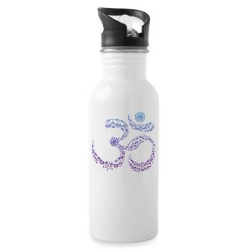 Om Yoga Meditation Goa Musik Symbol Mandala - Trinkflasche mit integriertem Trinkhalm - Weiß - Rechts
