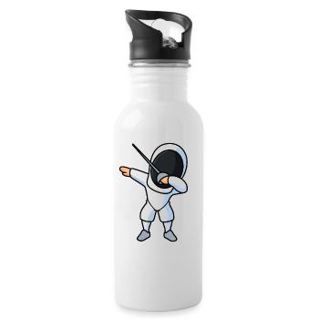 Fechten Dabbing - Trinkflasche mit integriertem Trinkhalm - Weiß - Rechts