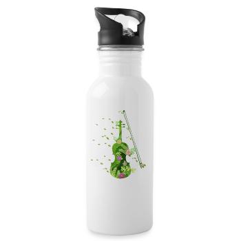 Violin Violin Players Flowers Green - Water bottle with straw - white - Right