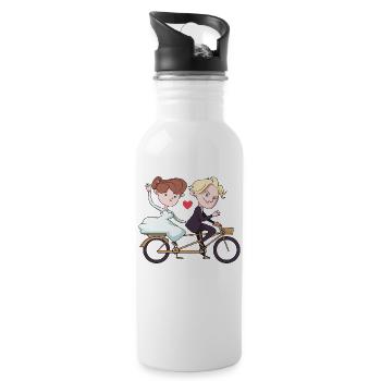 Couple de mariage marié coeur mariée et le marié - Gourde avec paille intégrée - blanc - Droite