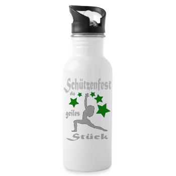 Schützenfest du geiles Stück - Trinkflasche mit integriertem Trinkhalm - Weiß - Rechts
