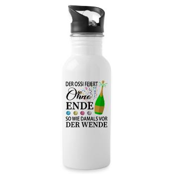 DDR Ossi - Trinkflasche mit integriertem Trinkhalm - Weiß - Rechts