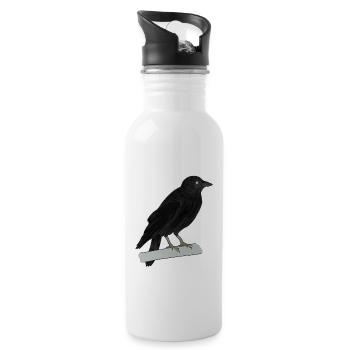 Oiseau corbeau corneille choucas des tours - Gourde avec paille intégrée - blanc - Droite