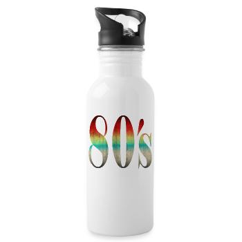 80s retro style - Water bottle with straw - white - Right