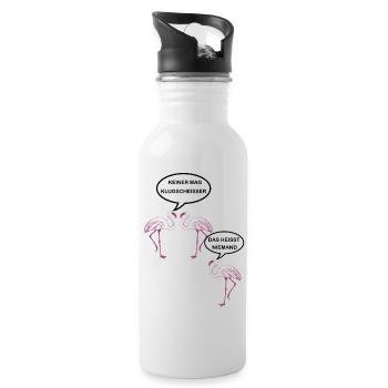 Keiner mag Klugscheisser Spruch Flamingo - Trinkflasche mit integriertem Trinkhalm - Weiß - Rechts