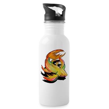 Colourful Koi Fish - Water bottle with straw - white - Right