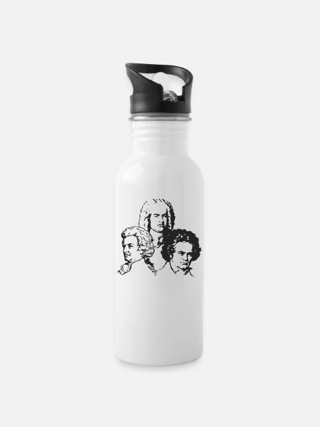 Bach Mozart Beethoven - Trinkflasche mit integriertem Trinkhalm - Weiß