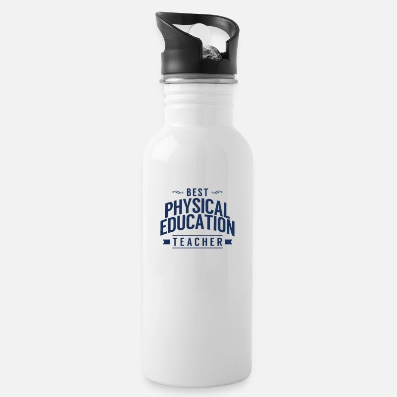 Sportlehrerin - Trinkflasche mit integriertem Trinkhalm - Weiß