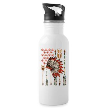 American Flag Tribe - Water bottle with straw - white - Right