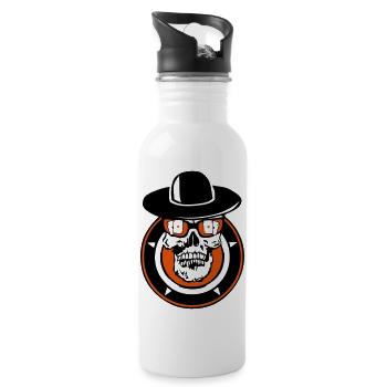 death head hat card poker games - Water bottle with straw - white - Right