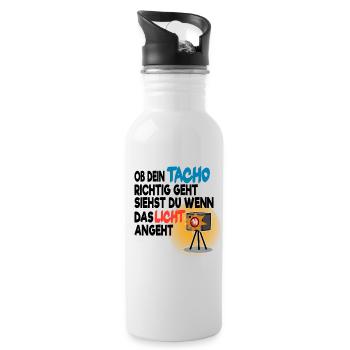Ob Tacho richtig geht Licht Radarkontrolle Blitzer - Trinkflasche mit integriertem Trinkhalm - Weiß - Rechts