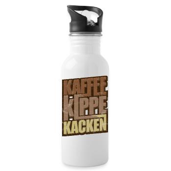 Kaffee Kippe Kacken Lustiges Sprüche Geschenk - Trinkflasche mit integriertem Trinkhalm - Weiß - Rechts