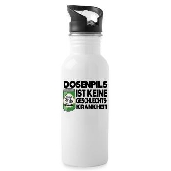 Dosenpils keine Geschlechtskrankheit lustig Spruch - Trinkflasche mit integriertem Trinkhalm - Weiß - Rechts