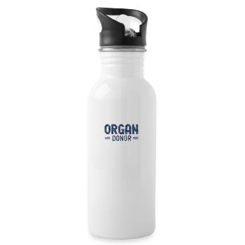 Organspende Organe Spenden Organspender Retter - Trinkflasche mit integriertem Trinkhalm - Weiß - Rechts