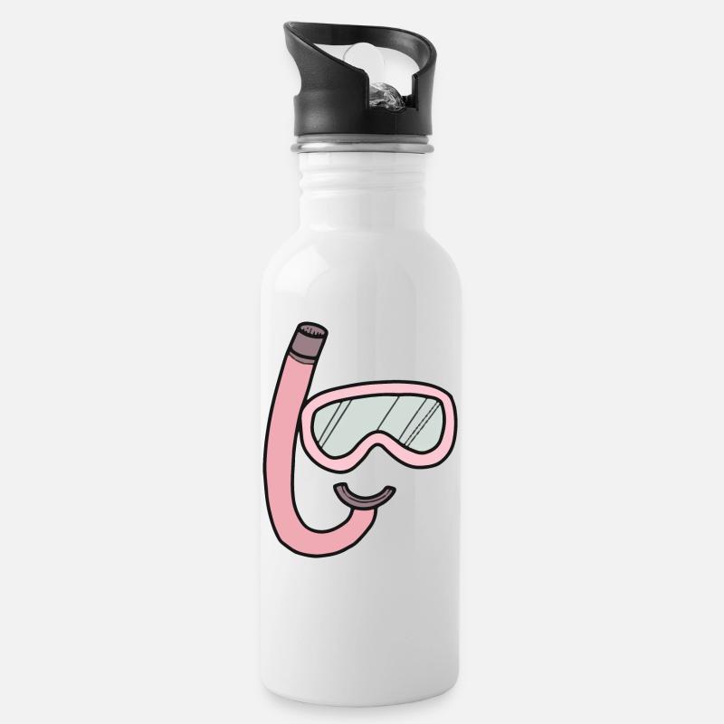 Lunettes de plongée et tubas - Gourde avec paille intégrée - blanc