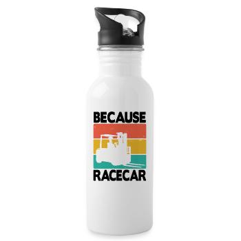 Because Racecar Logistiker Forklift Forklift - Water bottle with straw - white - Right