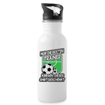 Nur die besten Trainer Shirt Fußball Geschenk - Trinkflasche mit integriertem Trinkhalm - Weiß - Rechts