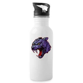 panther kopf beast tier - Trinkflasche mit integriertem Trinkhalm - Weiß - Rechts