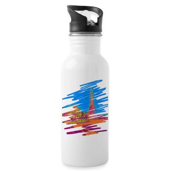 Menorca- Ciutadella Farben - Trinkflasche mit integriertem Trinkhalm - Weiß - Rechts
