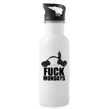 Fick montags Lustiger Panda - Trinkflasche mit integriertem Trinkhalm - Weiß - Rechts