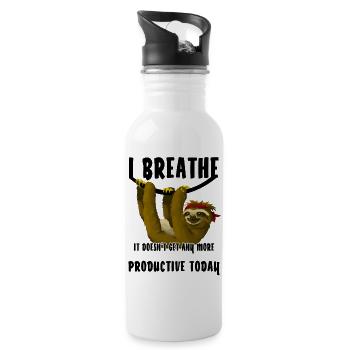 Sloth, I no longer breathe more productively - Water bottle with straw - white - Right