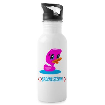 Bademeisterin Quietscheente - Trinkflasche mit integriertem Trinkhalm - Weiß - Rechts