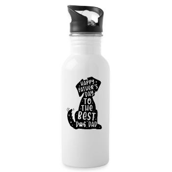 Happy Father's Day The Best Dog Dad - Trinkflasche mit integriertem Trinkhalm - Weiß - Rechts