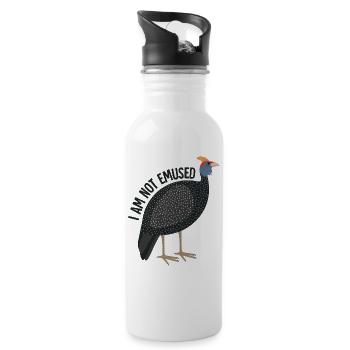 Oiseau émeu drôle disant - Gourde avec paille intégrée - blanc - Droite