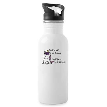 Einhorn Montag - Trinkflasche mit integriertem Trinkhalm - Weiß - Rechts