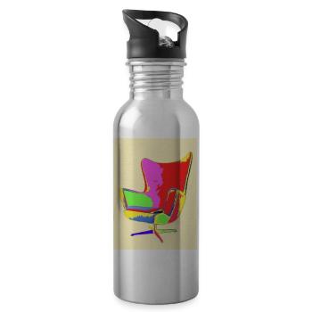 Pop Art - Gourde avec paille intégrée - argent clair - Droite