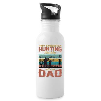 My Favorite Hunting Buddy Calls Me Dad - Water bottle with straw - white - Right