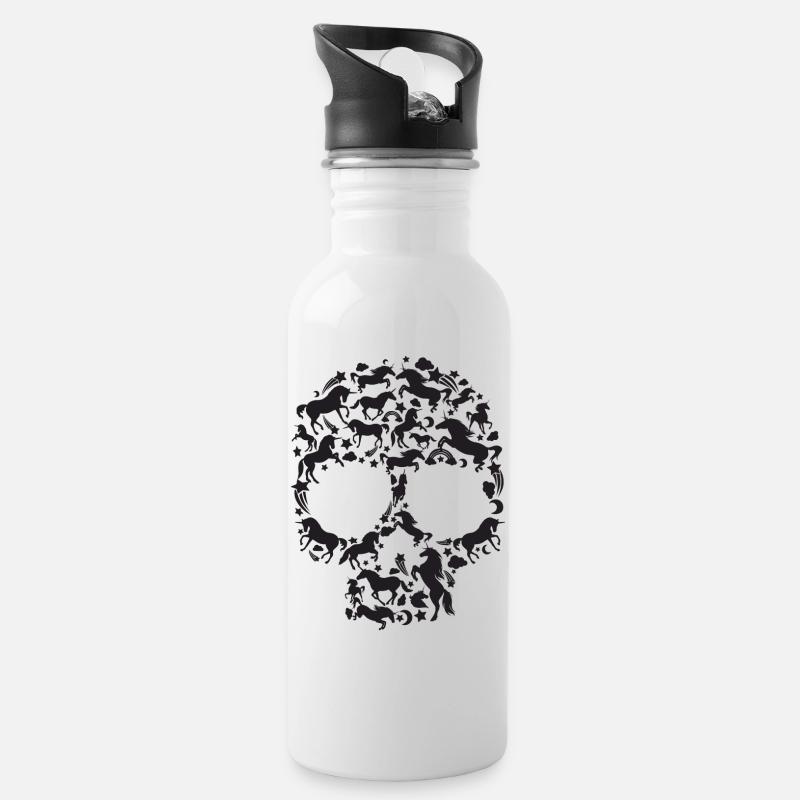 SKULL UNICORN - Water bottle with straw - white