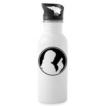 Frau Pistole silhouette kreis - Trinkflasche mit integriertem Trinkhalm - Weiß - Rechts